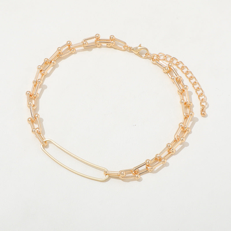 European And American High-grade Retro U-shaped Double-layer Metal Chain Tag Necklace