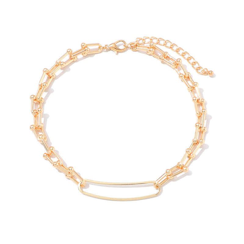 European And American High-grade Retro U-shaped Double-layer Metal Chain Tag Necklace
