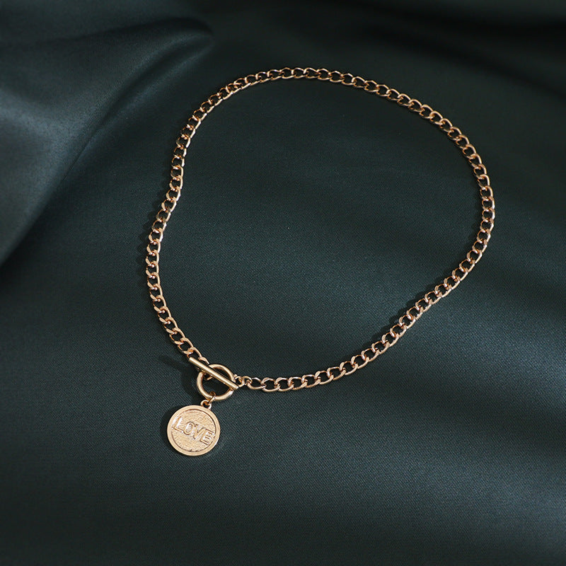 European And American High-grade Retro U-shaped Double-layer Metal Chain Tag Necklace