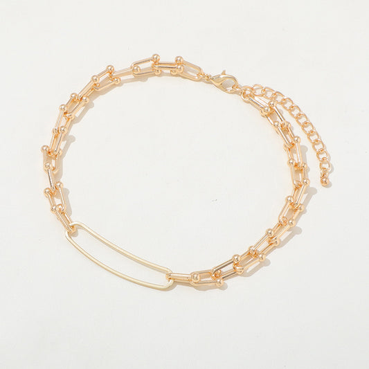 European And American High-grade Retro U-shaped Double-layer Metal Chain Tag Necklace