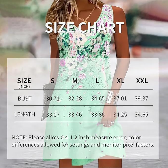 Women's Sleeveless Floral Print Boho Sundress Casual Loose Fit Summer Tank Dress