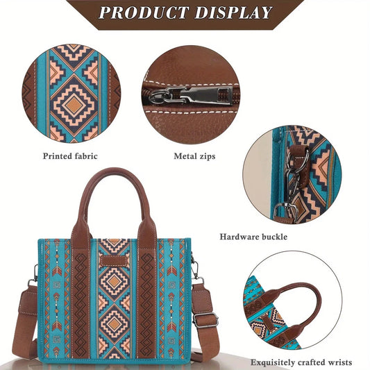 4Pcs Women's Purse Tote, Retro Work Satchel Lightweight, Boho Chic Tote Everyday Green
